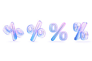 3d Glass Holographic Percent Sign