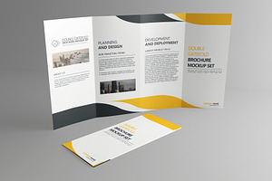 Double Gatefold Brochure Mockup Set