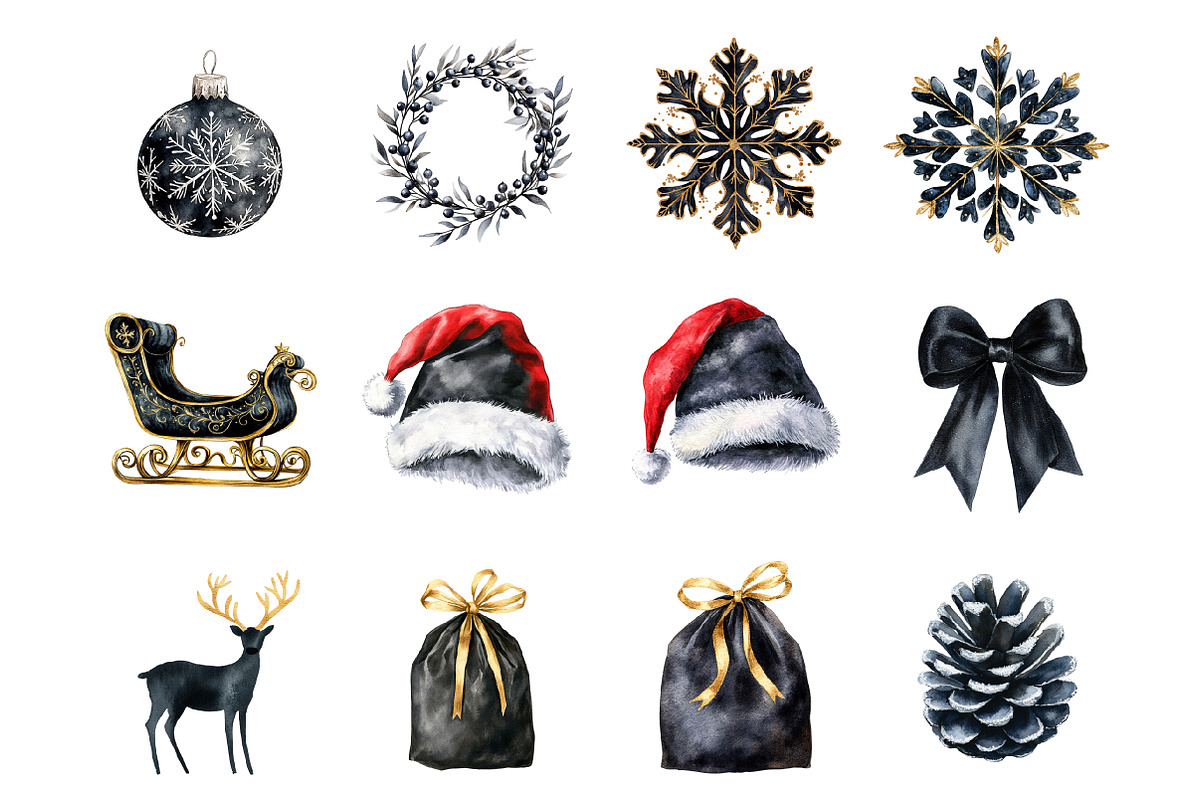 Black Christmas Clipart, an Illustration by Design Market (Photo 3 of 3)