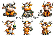 Funny Christmas Highland Cow Clipart, an Illustration by Craft Nest (Thumbnail 5 of 8)