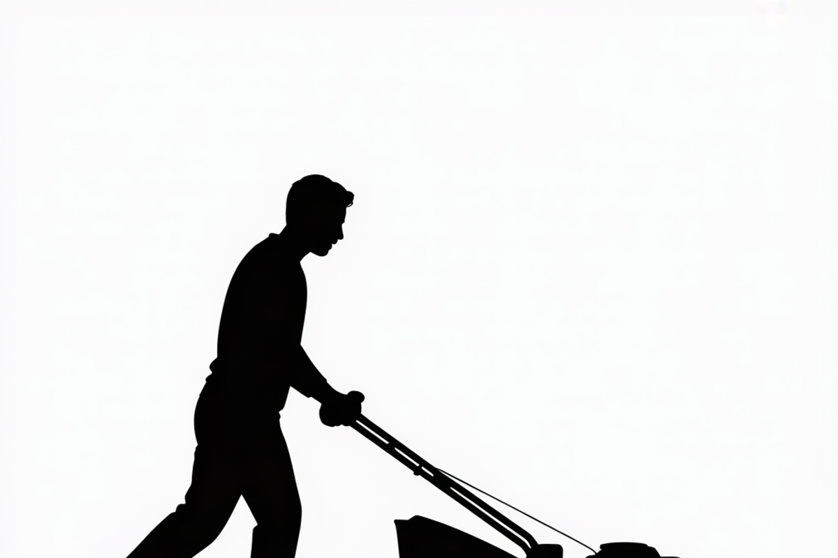 silhouette of a man mowing the lawn, an Illustration by Amazin_art (Photo 14 of 21)