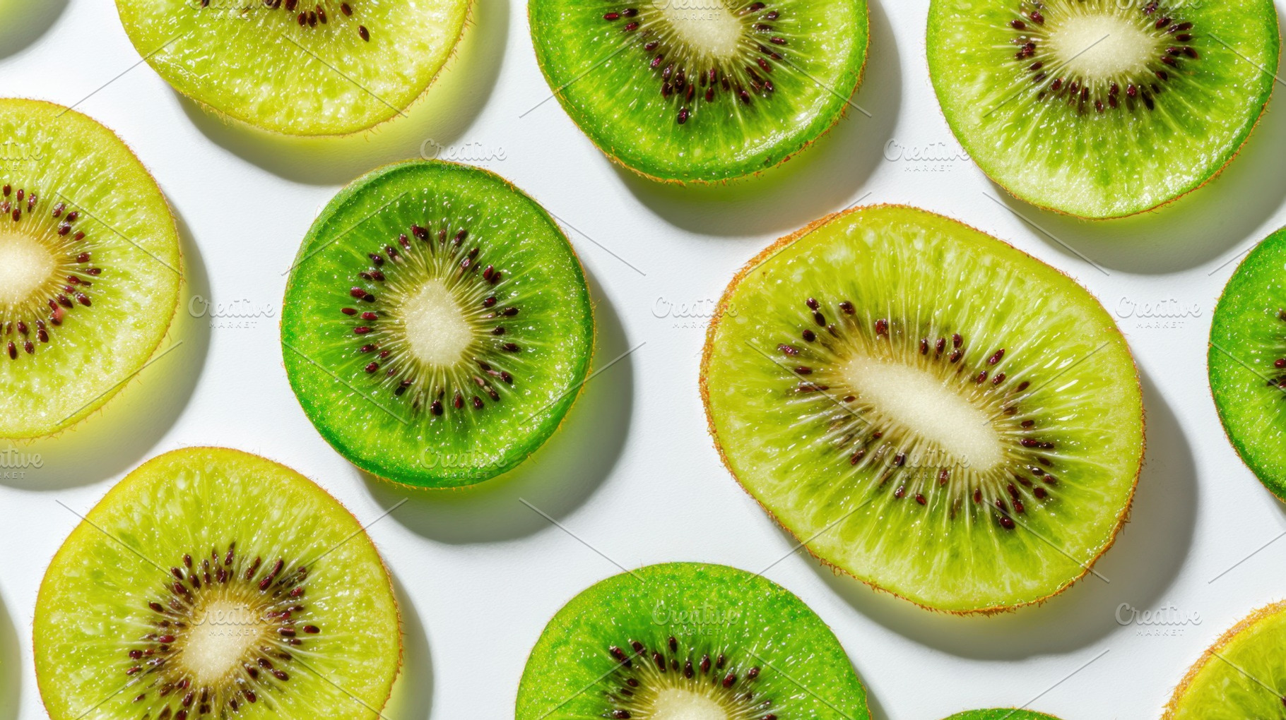 Neatly arranged kiwi slices, a Photo by Beautiful things