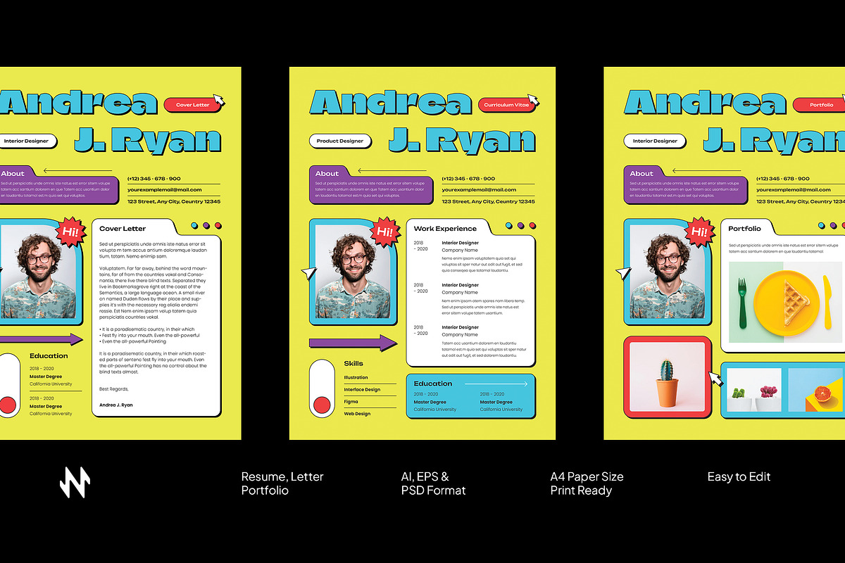 Creative Brutalism CV Resume Pack, a Resume Template by Neermana (Photo 1 of 5)