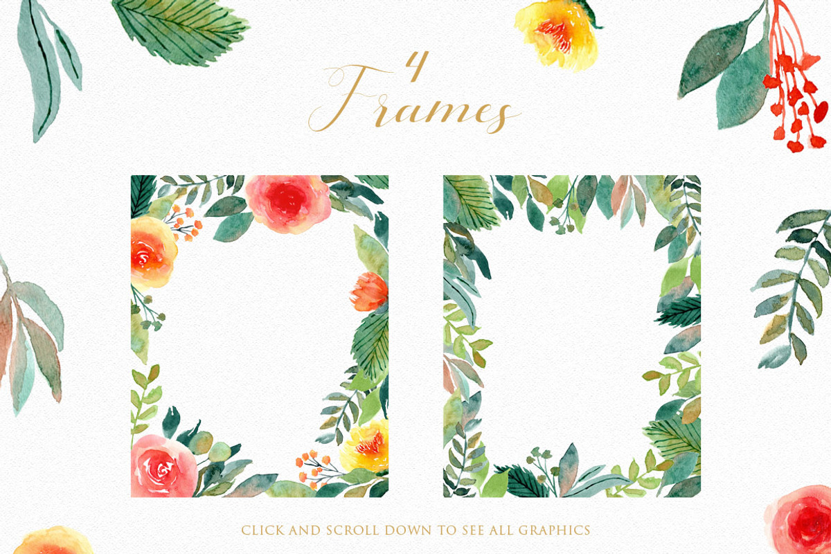 Sunny - Watercolor Floral Clipart, a Decorative Illustration by wulano (Photo 3 of 6)