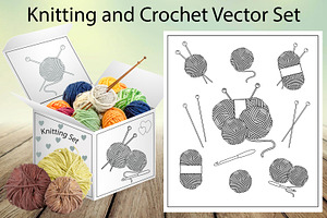 Knitting And Crochet Vector Set