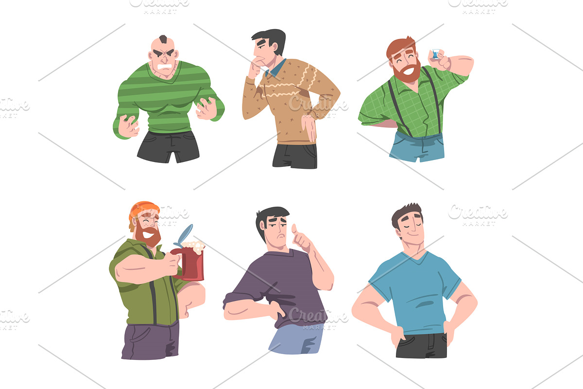 Man Character with Different Face, a Person Illustration by TopVectors