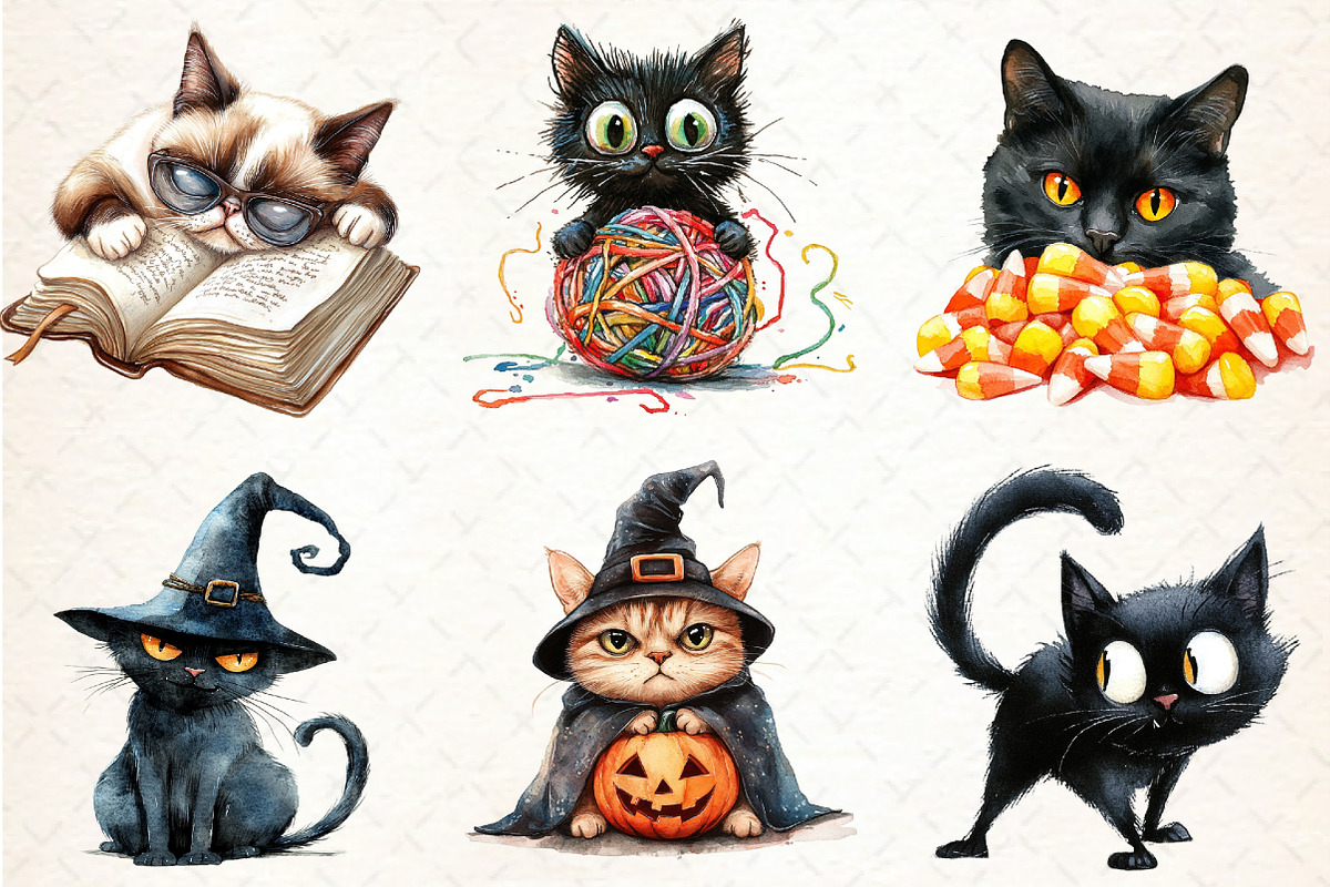 Crazy Black Cats Clipart PNG, an Illustration by Libby Wishes (Photo 2 of 6)