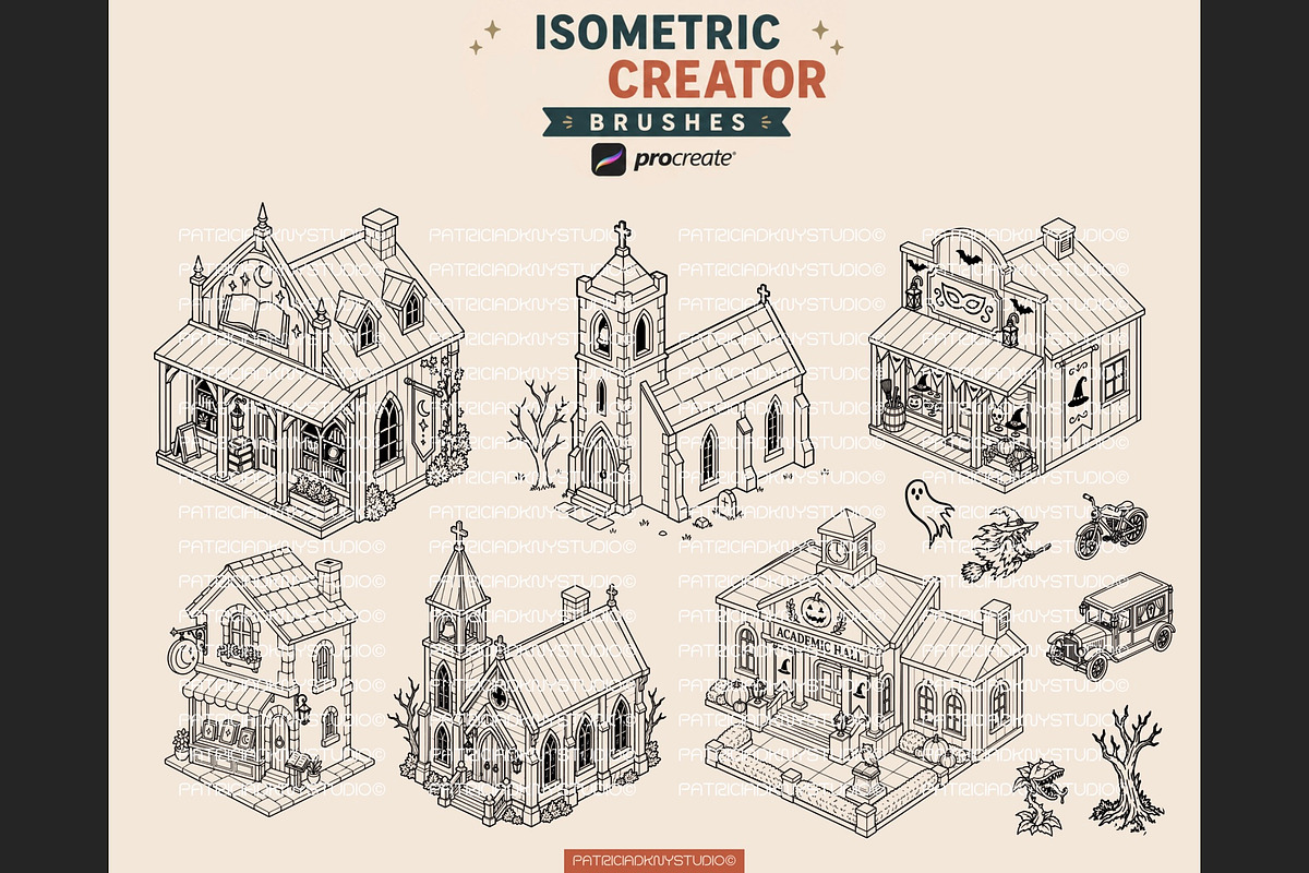 Procreate Spooky town creator brush, a Brush Add-On by PDknyStudio (Photo 5 of 5)
