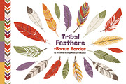 Autumn Tribal Feathers Clipart, an Illustration by Amanda Ilkov (Thumbnail 1 of 4)