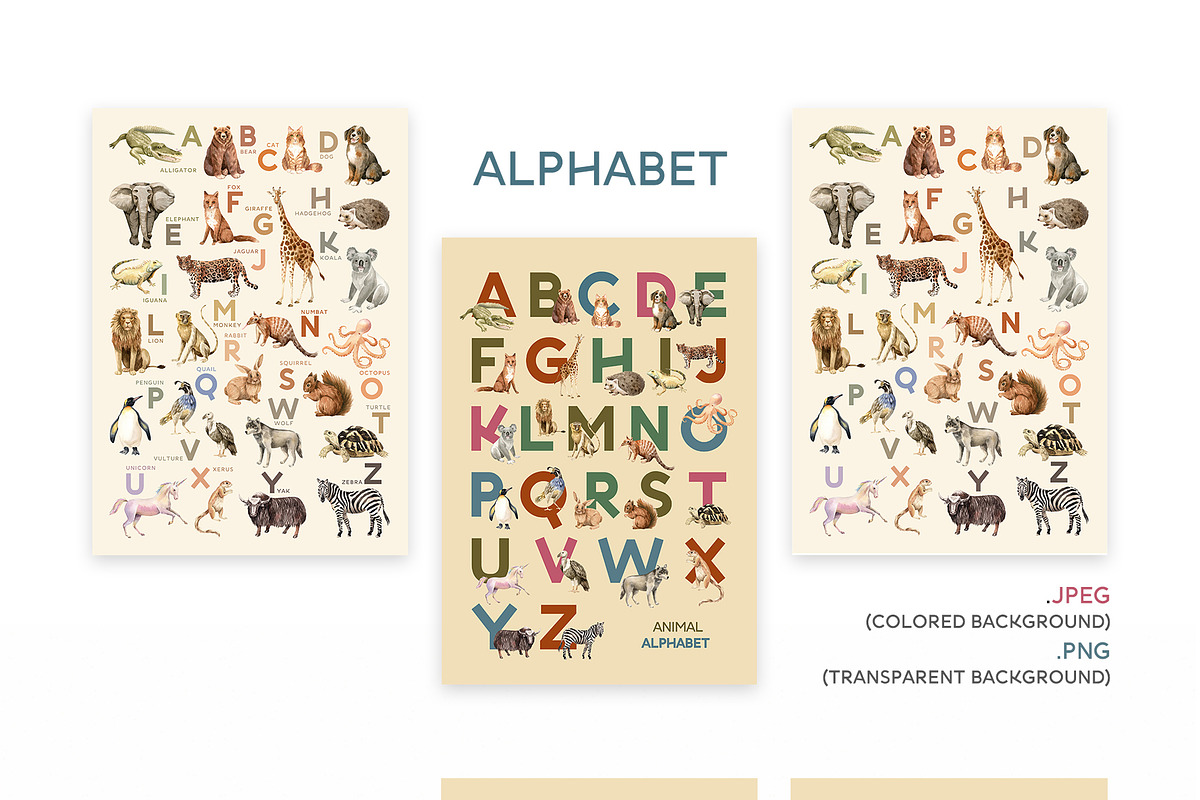 Kids Animal Alphabet and Letter Card, an Animal Illustration by Julia M. Watercolor (Photo 3 of 10)