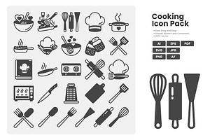 Kitchen & Cooking Tools Icon Pack, a Solid Icon by erifqizeicon