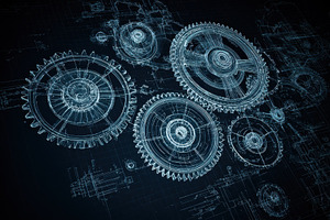 Interlocking Gears Blueprint Design, a Photo by Pixeness Studio