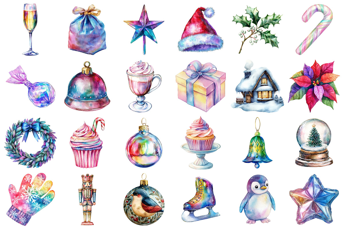 Iridescent Christmas Clipart, an Illustration by Daily.Designs (Photo 3 of 3)