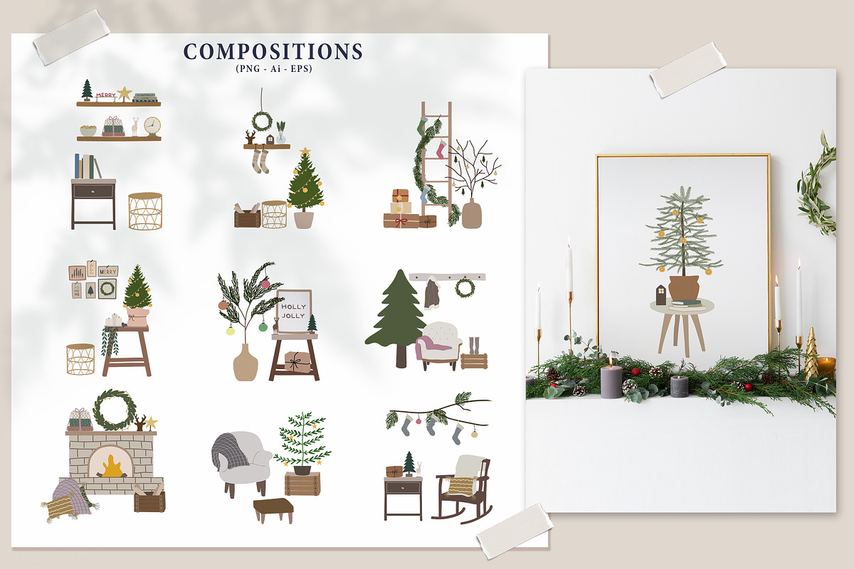 Christmas Winter Decoration, a Decorative Illustration by Hanazumi (Photo 9 of 14)