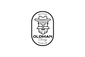 Bearded Old Man Sheriff Vintage Logo