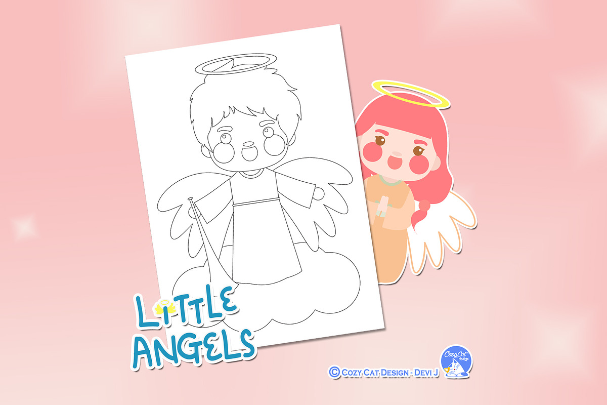 Coloring Pages Little Angels, an Education Illustration by Cozy Cat Design (Photo 5 of 7)
