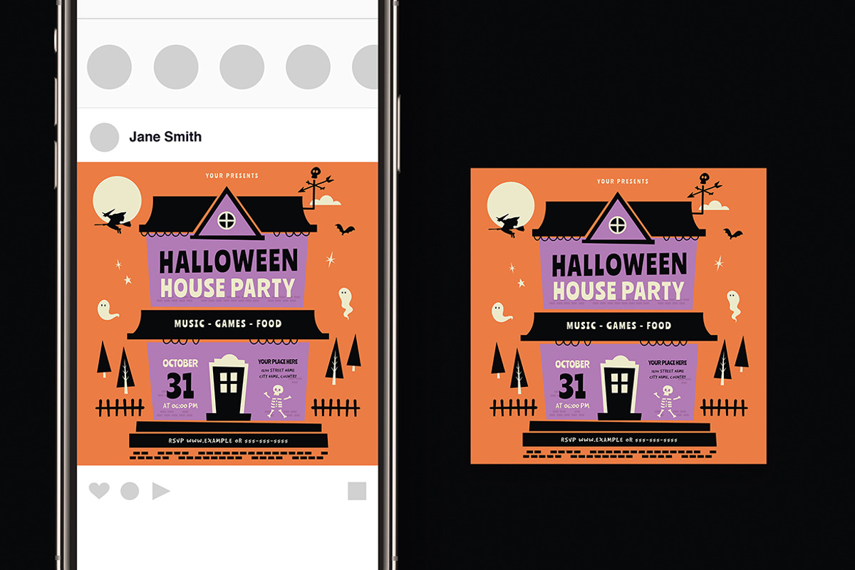 Halloween House Party Event Flyer Se, a Flyer Template by VectorVactory (Photo 2 of 4)