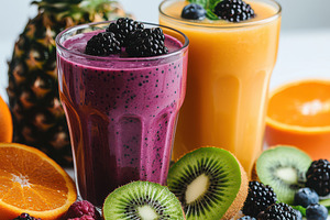 Delicious fruit smoothies healthy br, a Food & Drink Photo by Pixeness Studio