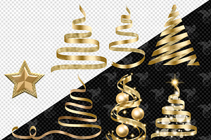 Gold Ribbon Christmas Trees