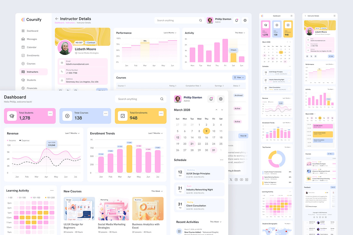 Learning Management System Dashboard, an UI Kit Template by peterdraw (Photo 2 of 7)