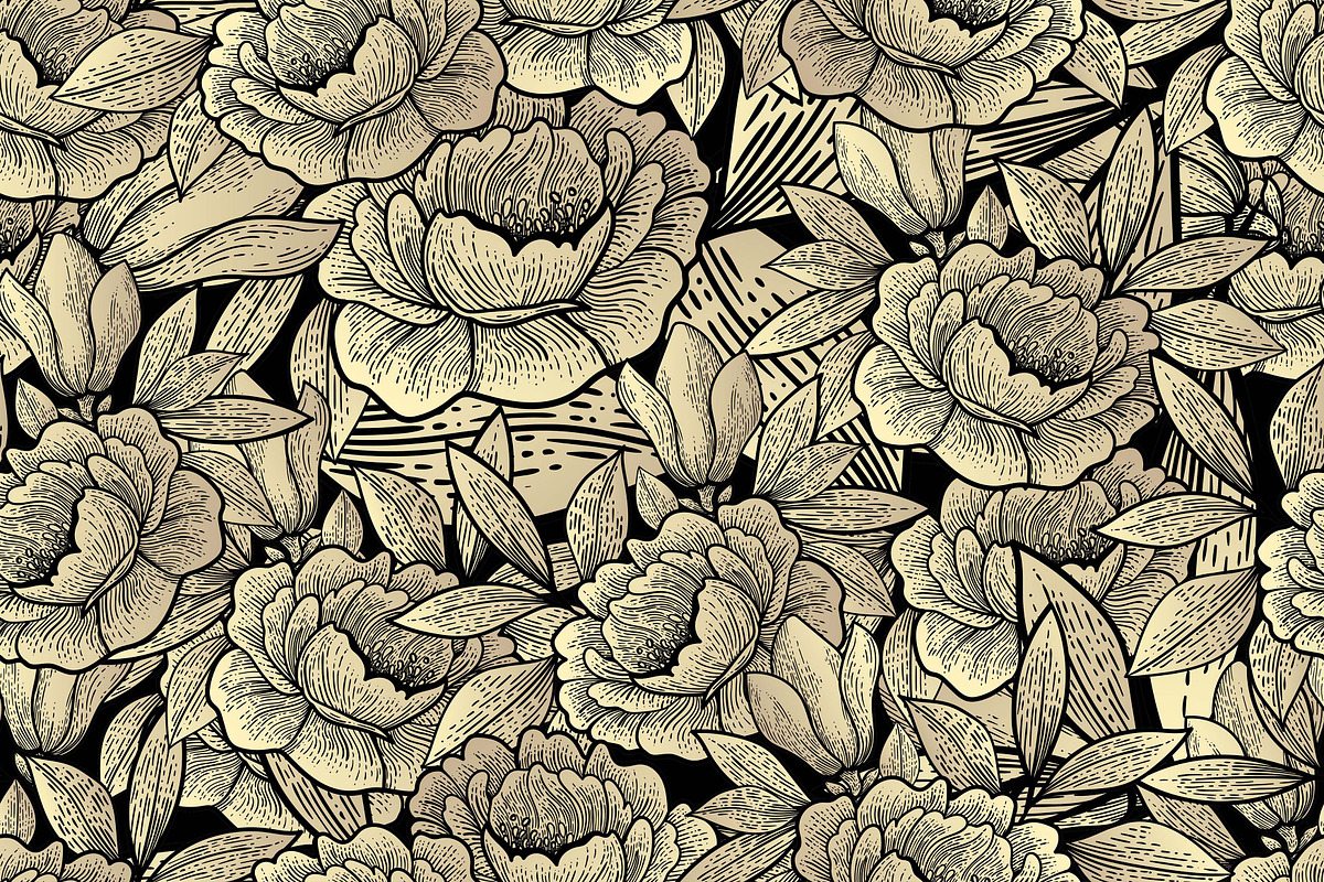 engraving hand drawn botanical, a Pattern Graphic by AAN Seamless Shop (Photo 4 of 4)