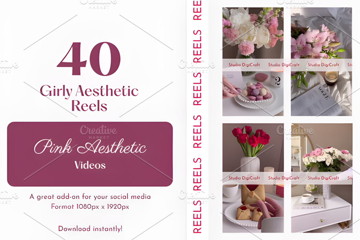 Pink Soft Girl Reels Pack, a Marketing Template by Ink Gallery (Photo 1 of 5)