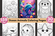 Ocean Animals Coloring Page for Kids, a Brochure Template by LA Design (Thumbnail 1 of 10)