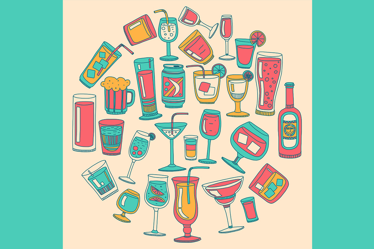 Doodle cocktail icons and patterns, a Pattern Graphic by Art Loft (Photo 8 of 16)