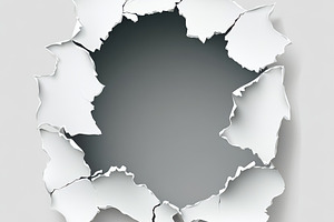 Torn white paper with a hole in the, an Abstract Photo by Pixeness Studio