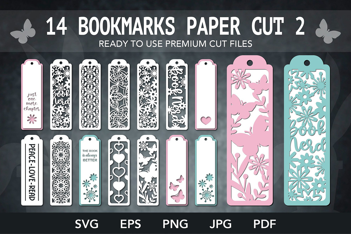 14 Bookmarks Paper Cut SVG Bundle, a Decorative Illustration by Reddish Design (Photo 1 of 2)