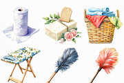 Watercolor Housekeeping Clipart, an Illustration by Craft Nest (Thumbnail 3 of 6)