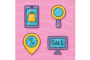 four marketing sale icons, an Object Illustration by studiogstock