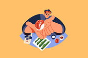 Chefs cooking food set, a Food Illustration by PaperTrident (Thumbnail 8 of 11)