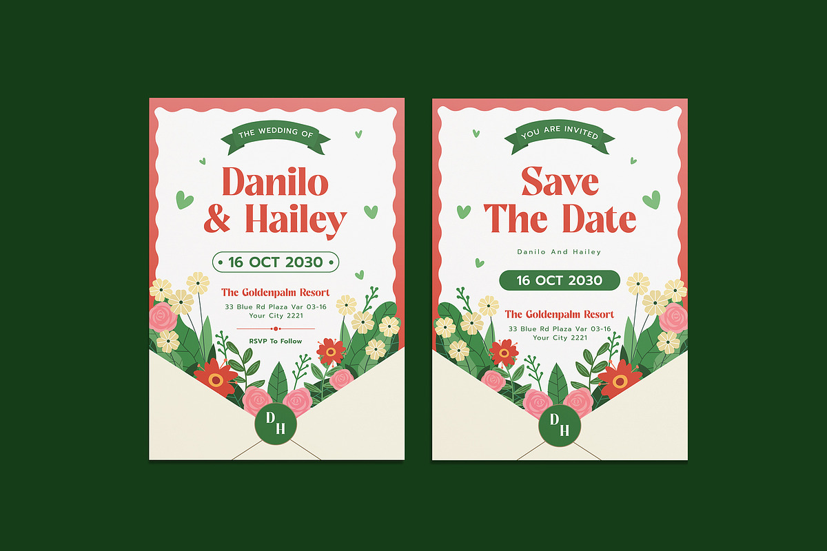 Cases Floral Wedding Invitation, an Invitation Template by iDoodle Studio (Photo 1 of 4)