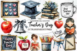 Monochromic Teacher's Day Clipart, an Illustration by Designworld