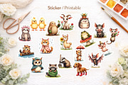 UglyCute Spring Watercolor Clipart, an Animal Illustration by Artnoy (Thumbnail 6 of 8)