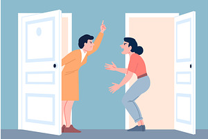 Female neighbors conflict. Women, a Person Illustration by LadadikArt