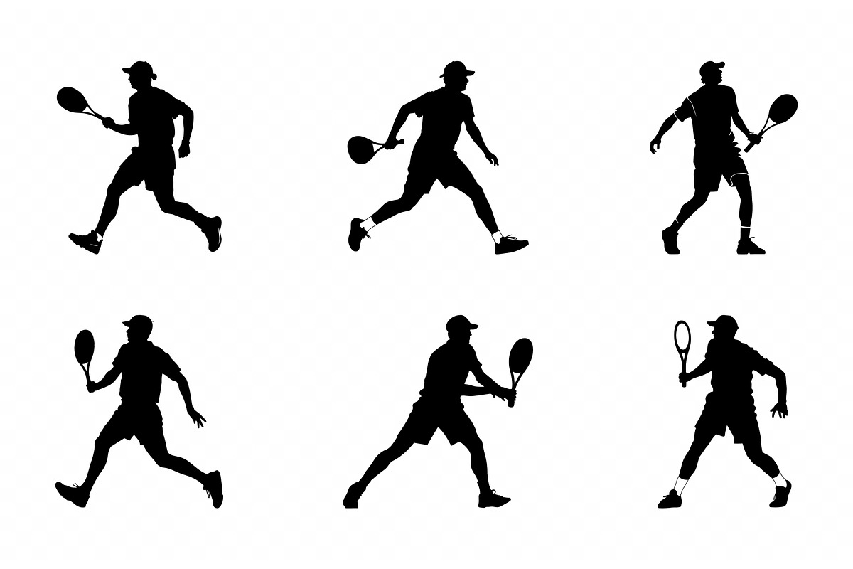 Tennis Player Black Silhouette set, a Person Illustration by Gfx Expert Team (Photo 3 of 3)
