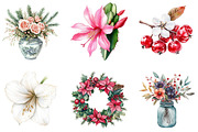 Christmas Flowers Clipart, an Illustration by DreamArtGraphic (Thumbnail 3 of 5)