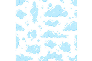 Soap bubbles seamless pattern. Blue, an Illustration by LadadikArt