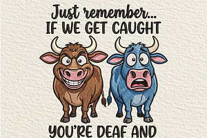 Funny Cow Partners In Crime PNG, an Object Illustration by DreamCafeArt