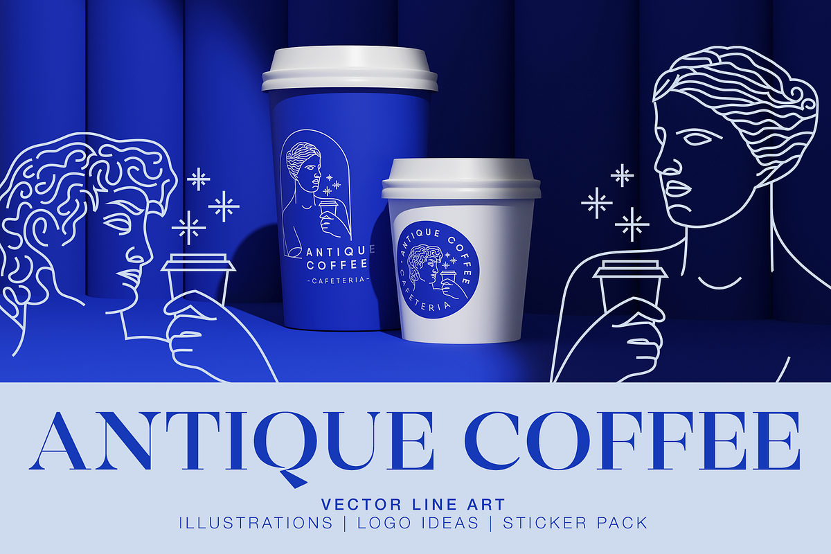 Antique Coffee - Vector Line Art, an Illustration by Aidana Aidar (Photo 1 of 10)