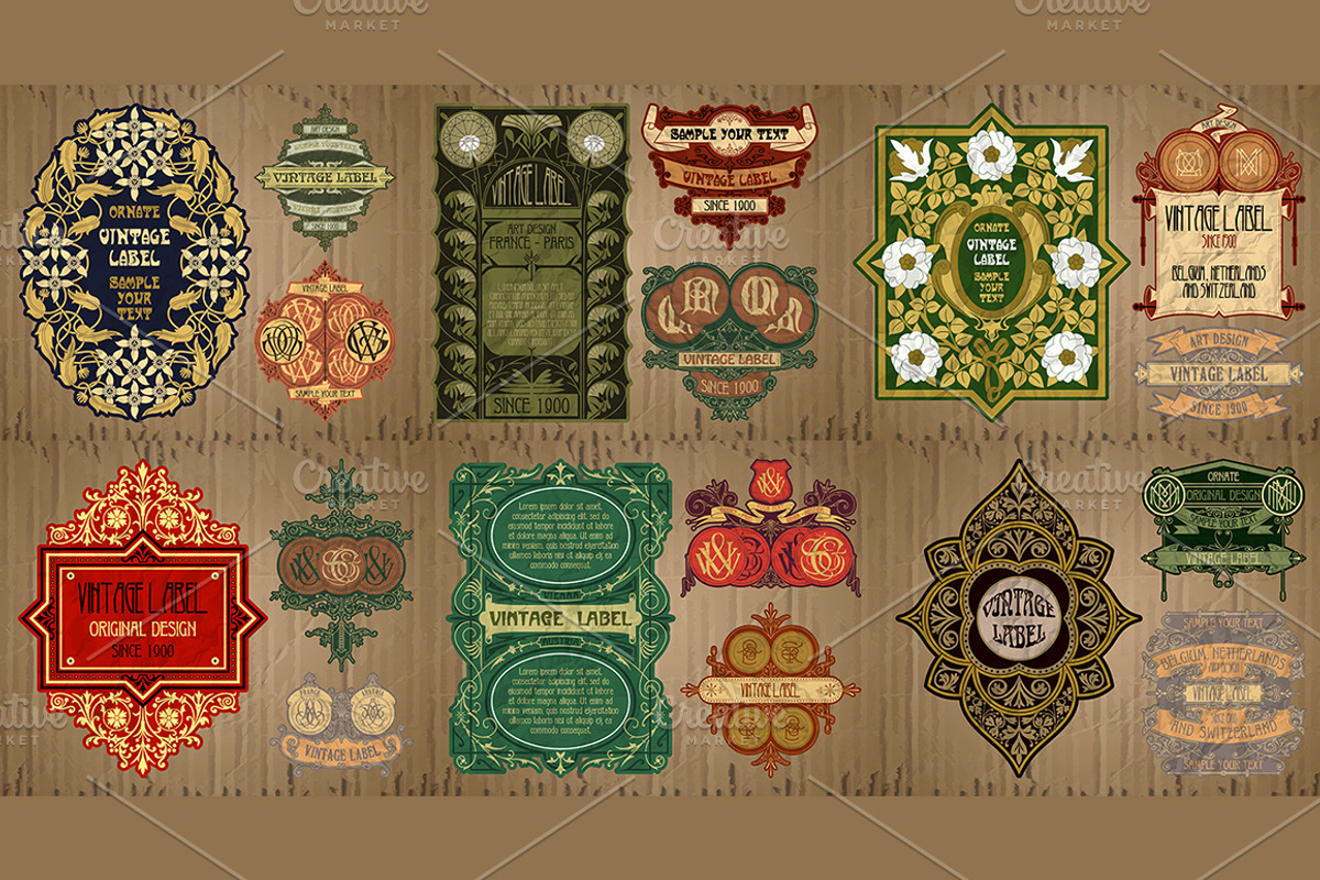 Label Art Nouveau - mega set, a Decorative Illustration by Stanislav Kharchevskyi (Photo 8 of 12)