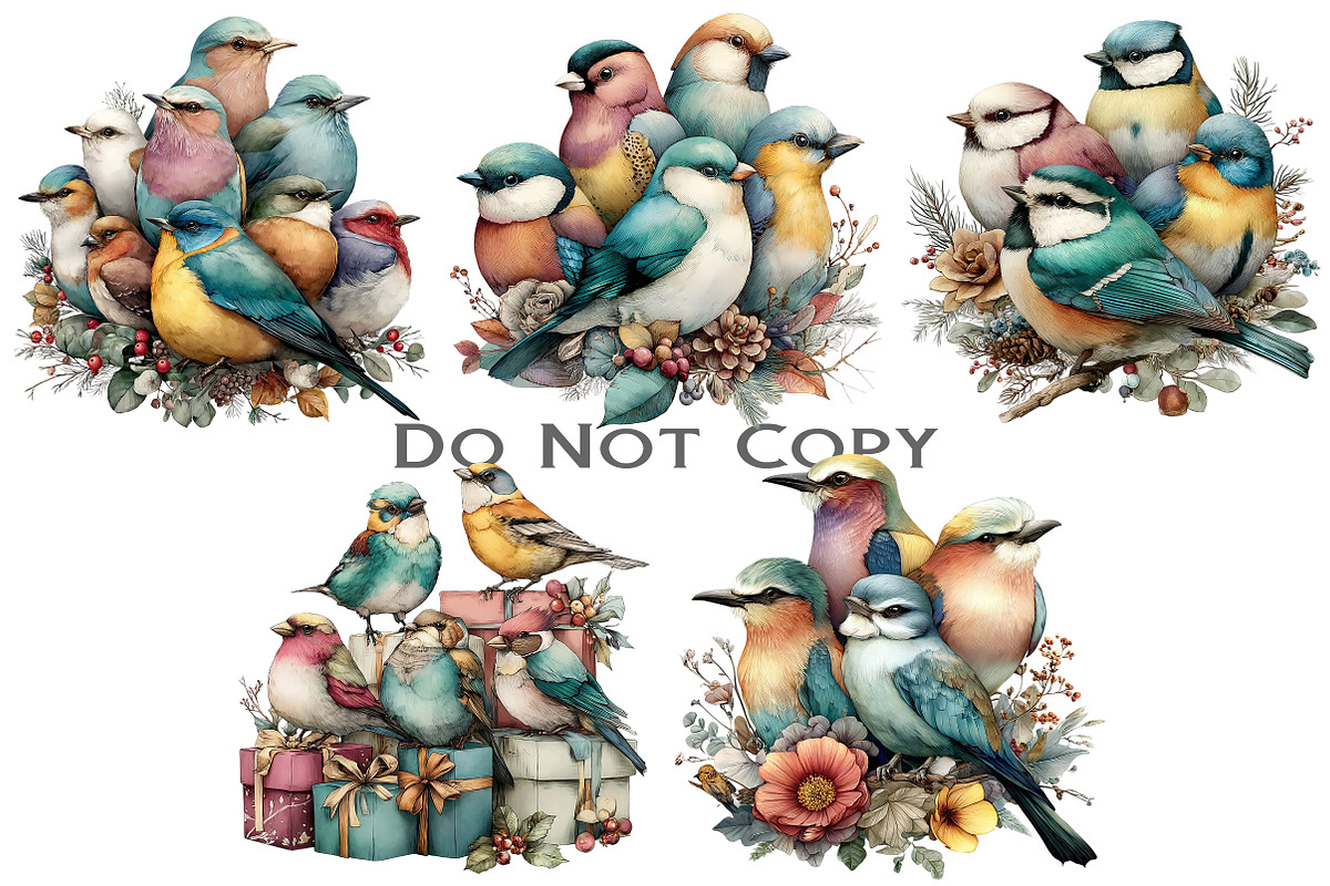 Christmas Birds Clipart, an Illustration by Craft Nest (Photo 7 of 7)