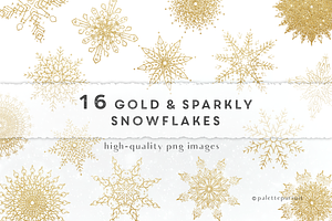 Gold Glitter Snowflakes Clip Art