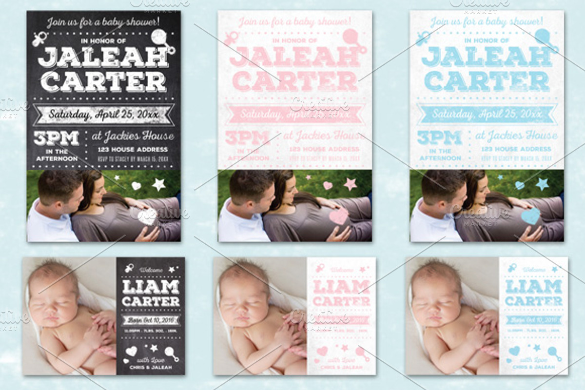 Chalk Baby Shower + Announcement, a Flyer Template by SkyvaraSupply (Photo 1 of 4)
