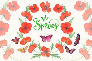 Spring Watercolor Clipart Set