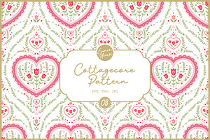 Cottagecore Pattern 8 Romantic Heart, a Pattern Graphic by Euonia Meraki
