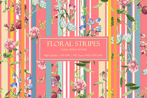 Floral Strips Seamless Pattern