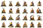 Whimsical Easter Egg House Clipart, an Illustration by designcity5 (Thumbnail 2 of 5)